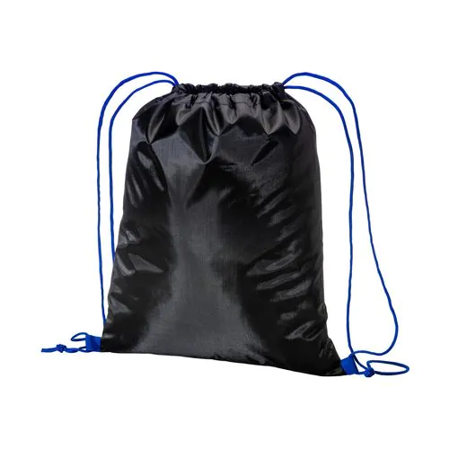 210T black polyester backpack with choke closure and colored cords 210T black polyester backpack with choke closure and colored cords
