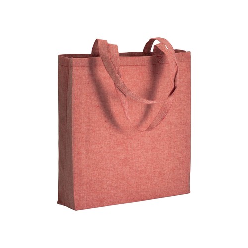 150 g/m2 recycled cotton shopping bag, melange effect, long handles and gusset 150 g/m2 recycled cotton shopping bag, melange effect, long handles and gusset