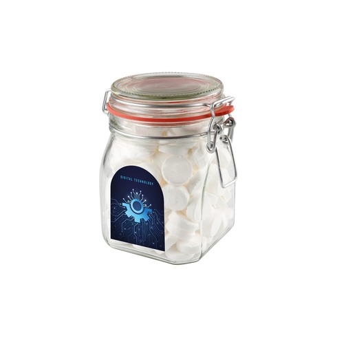 Weck jar 0,9 liters, filled with candy