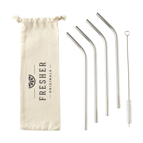 ECO RVS 4 pieces ECO Straw Set stainless-steel straws