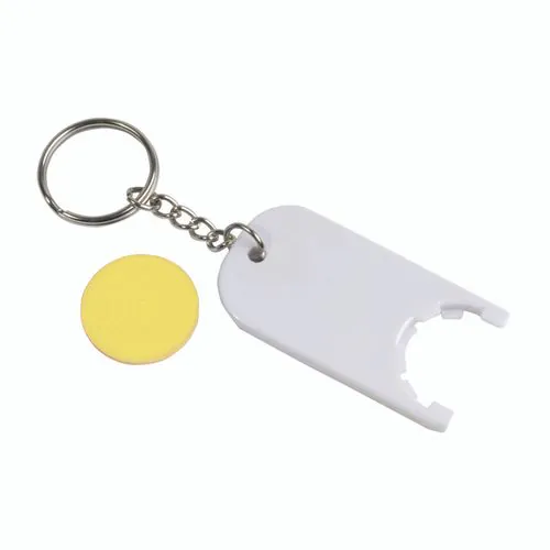 Plastic key ring with shopping trolley token Plastic key ring with shopping trolley token