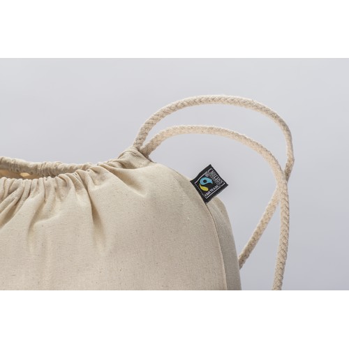 Zainetto in cotone FAIRTRADE ® 140 g/m2 con chiusura a strozzo Zainetto in cotone FAIRTRADE ® 140 g/m2 con chiusura a strozzo