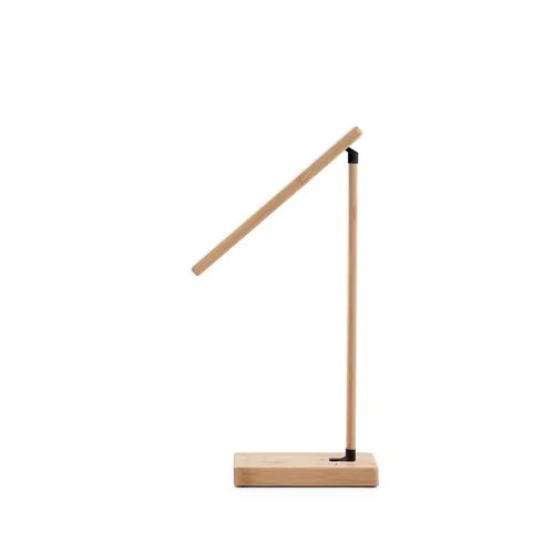 MOREY. Inklapbare bureaulamp met 15W supersnelle draadloos oplader in bamboe MOREY. Inklapbare bureaulamp met 15W supersnelle draadloos oplader in bamboe