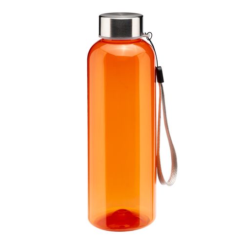 Botella transparente de PET reciclado 500 ml. Tapon de plastica con cordon Botella transparente de PET reciclado 500 ml. Tapon de plastica con cordon