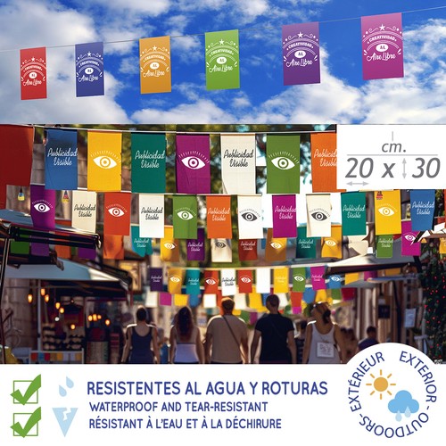 Polyester paper garlands – rectangular  flags ( for outdoors use)