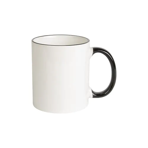 White grade A ceramic mug with coloured handle and edge, For dishwashers White grade A ceramic mug with coloured handle and edge, For dishwashers