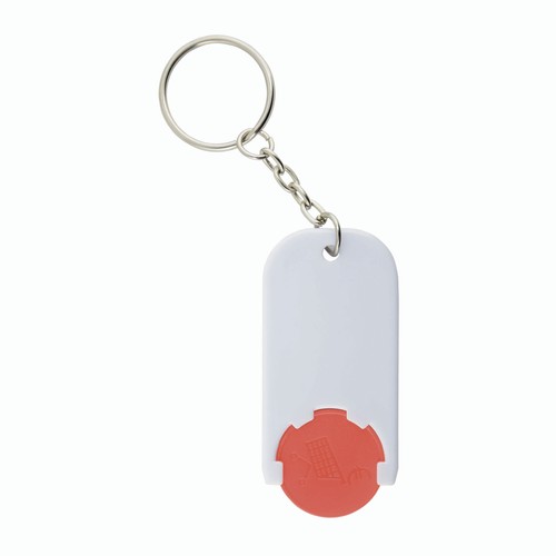 Plastic key ring with shopping trolley token