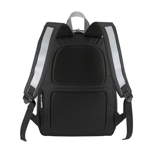 Canvas laptop backpack with high visibility eco-leather inserts/bands Canvas laptop backpack with high visibility eco-leather inserts/bands