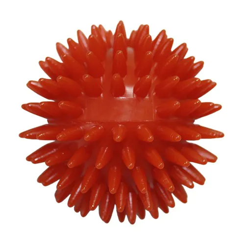 Balle de massage hérisson avec gaufrage rectangulaire (78 mm, rouge), "Made in Germany"