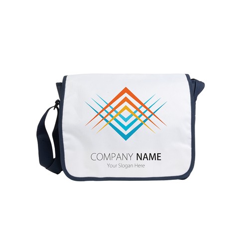 600D polyester book bag with adjustable shoulder strap and white flap