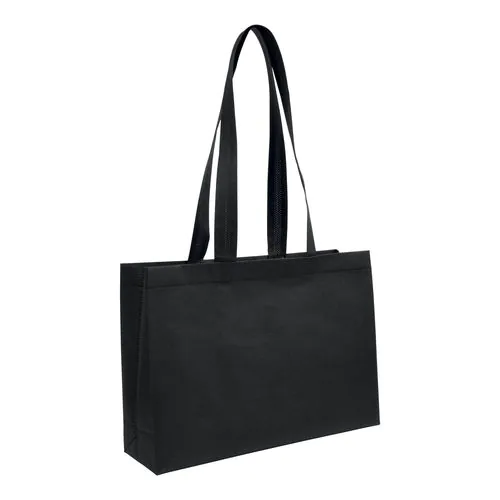 Shopper avec soufflet à la base en TNT 70gm2 thermosoudé, anses longues Shopper avec soufflet à la base en TNT 70gm2 thermosoudé, anses longues