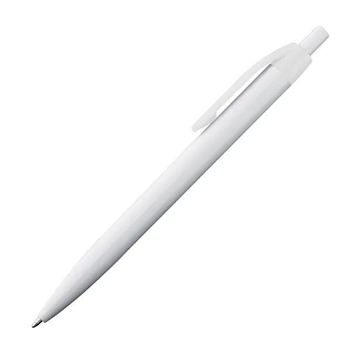 White plastic ball pen with coloured clip