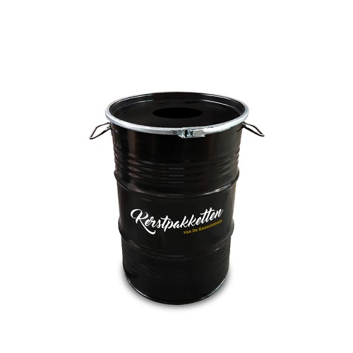 Barrel Bin Small Black with Lid with Hole | 60 Liter Bin