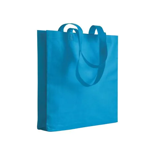 Bolsa de tejido sin tejer termosoldado, asas largas y fuelle Bolsa de tejido sin tejer termosoldado, asas largas y fuelle