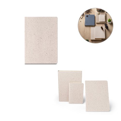 ORGANIC SEMI-RIGID. Bloc-notes A5 avec couverture semi-rigide en matière organique d'éléphant (80%)