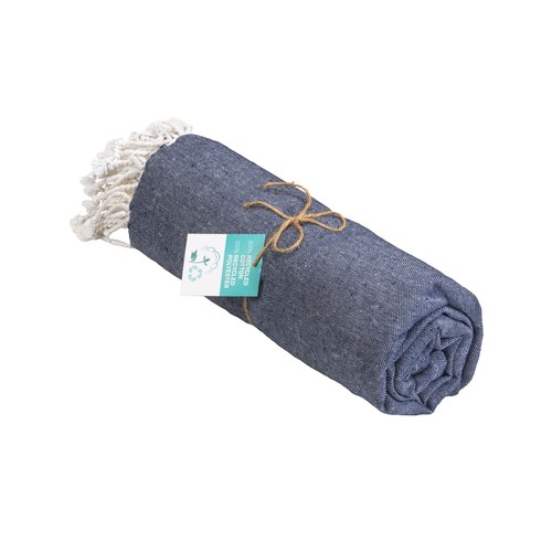 Serviette de plage / Paréo en coton recyclé de 180 gr/m2 avec frange, mesure 90x170 cm