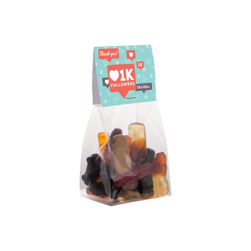 Blokzakje met kopkaartje en 100 gram snoep