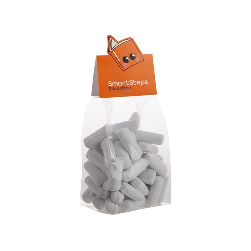 Block bag with header card in your own shape and 150 grams of candy Block bag with header card in your own shape and 150 grams of candy