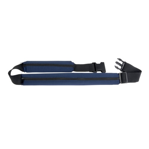 Slim, spandex 2-pocket waist bag with adjustable waist strap and clip closure
