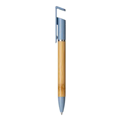 Bamboo and wheat straw twist pen with mobile phone stand Bamboo and wheat straw twist pen with mobile phone stand
