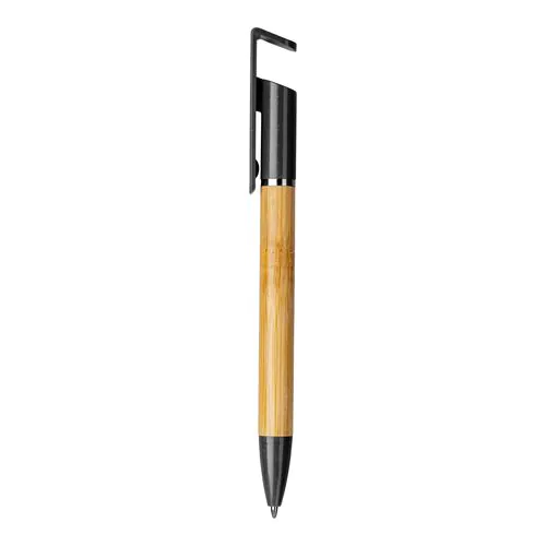 Bamboo and wheat straw twist pen with mobile phone stand Bamboo and wheat straw twist pen with mobile phone stand