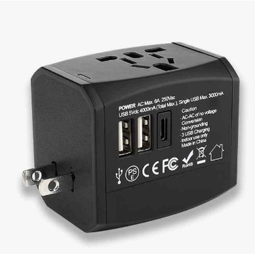 Adattatore da viaggio mondiale 02 nero/nero