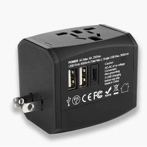 Adattatore da viaggio mondiale 02 nero/nero