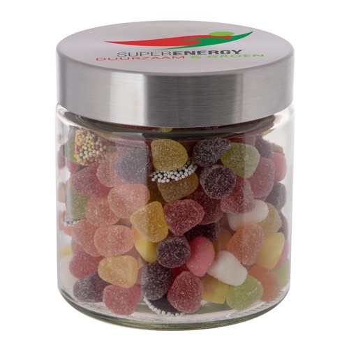 Bocal en verre de 0,9 litre, rempli de bonbons Bocal en verre de 0,9 litre, rempli de bonbons