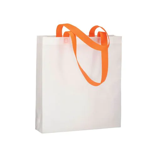 Bolsa de tejido sin tejer termosoldado (80 g/m2), asas largas y fuelle Bolsa de tejido sin tejer termosoldado (80 g/m2), asas largas y fuelle