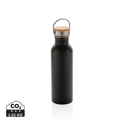 Bouteille en acier inoxydable avec couvercle en bambou Bouteille en acier inoxydable avec couvercle en bambou