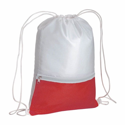210T polyester backpack with coloured zip pocket and drawstring closure
