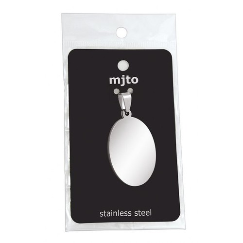 PENDENTIF OVALE MOYEN D'ACIER 24x36mm