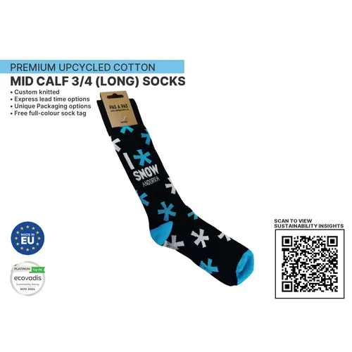 Premium UPCYCLED Mid Calf 3/4 (Long sock) by KINGLY Premium UPCYCLED Mid Calf 3/4 (Long sock) by KINGLY