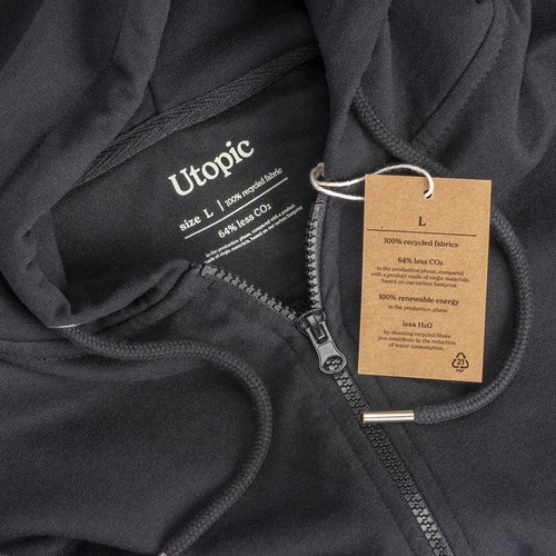 100% regenerated fabric unisex hooded sweatshirt