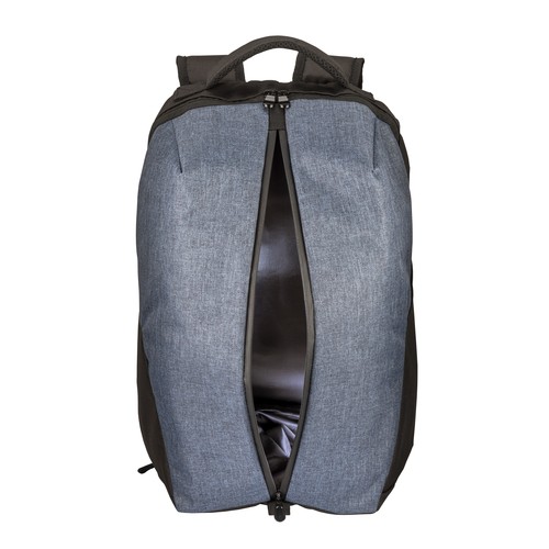 Zaino sport in poliestere 600D melange, ampio scomparto principale con porta pc (15"). Zaino sport in poliestere 600D melange, ampio scomparto principale con porta pc (15").