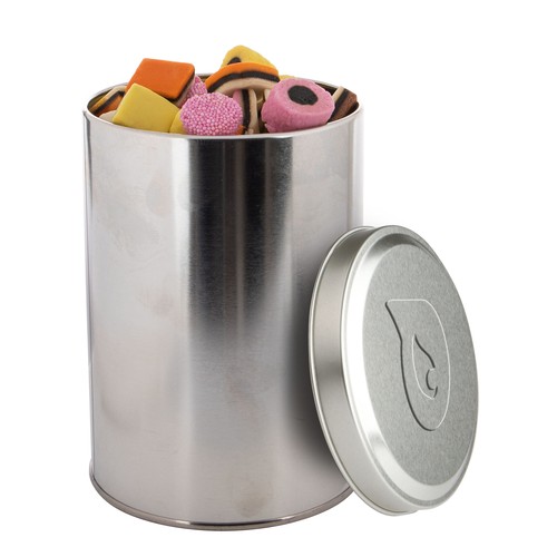 Large tin 1,3 liter with embossing