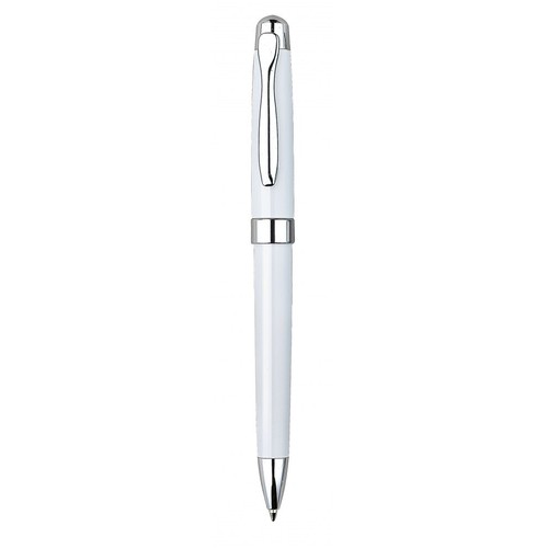 STYLO À BILLE EN METAL BLANC BRILLANT