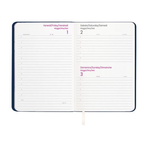 2026 daily planner with soft cover in thermo-reactive PU