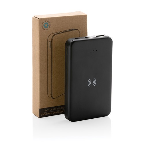 RCS recycled plastic 5.000 mAh 5W wireless powerbank RCS recycled plastic 5.000 mAh 5W wireless powerbank