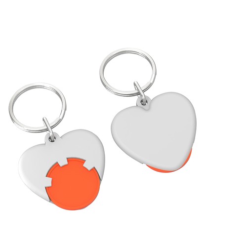 Porte-clés jeton 1€ "cœur"