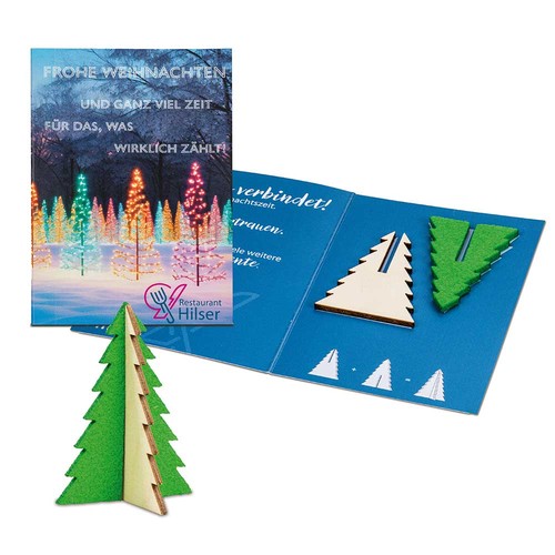 Mini vilt kerstkaart - Boom