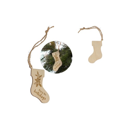 Stocking shaped wooden Christmas ornament Stocking shaped wooden Christmas ornament