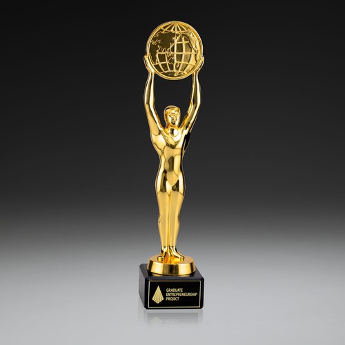 Champions Award with world symbol and marble base
