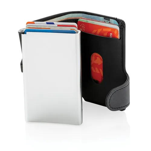 Standard aluminium RFID cardholder with PU wallet Standard aluminium RFID cardholder with PU wallet