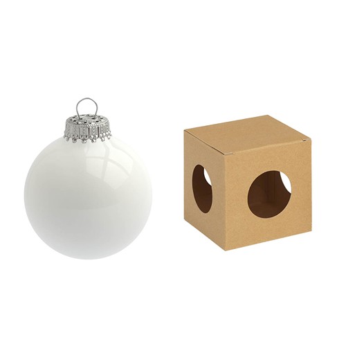 Boule de Noël 8 cm avec tampographie 4-5 couleurs (recto) - en boîte ECO - couronne argentée - MADE IN GERMANY