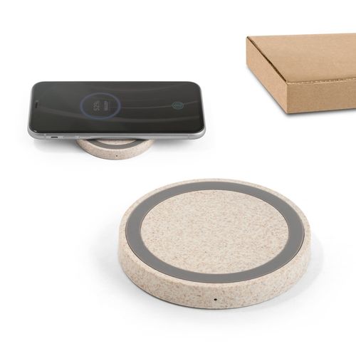 CUVIER. Caricatore wireless 15W in ABS riciclato (65% rABS) e fibra di paglia di grano (35%) CUVIER. Caricatore wireless 15W in ABS riciclato (65% rABS) e fibra di paglia di grano (35%)