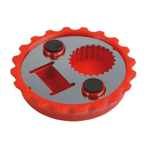 ABS and metal, bottle top-shaped, screw-top and bottle opener with magnets