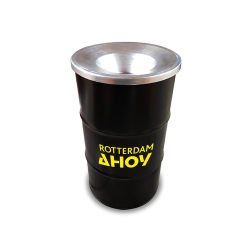 Barrel Bin Medium Black with Flame Retardant Lid | 120 Liter Bin