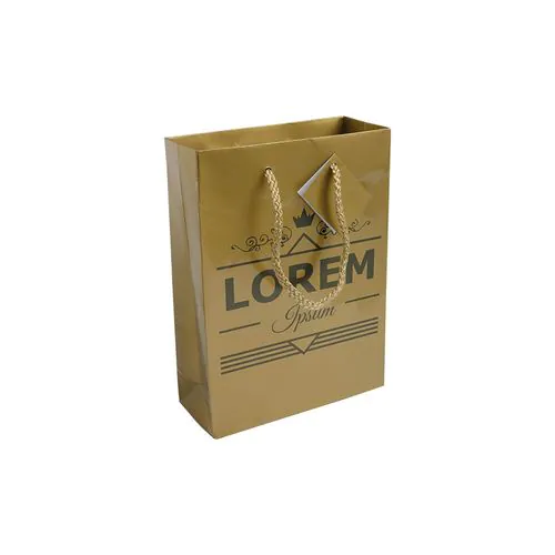 157 g/m2 laminated paper shopping bag with gusset and bottom reinforcement, string handles 157 g/m2 laminated paper shopping bag with gusset and bottom reinforcement, string handles