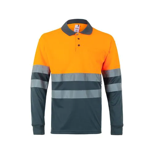 VL VULCAN. Polo bicolore (160g/m²) à manches longues, en polyester (100%) VL VULCAN. Polo bicolore (160g/m²) à manches longues, en polyester (100%)